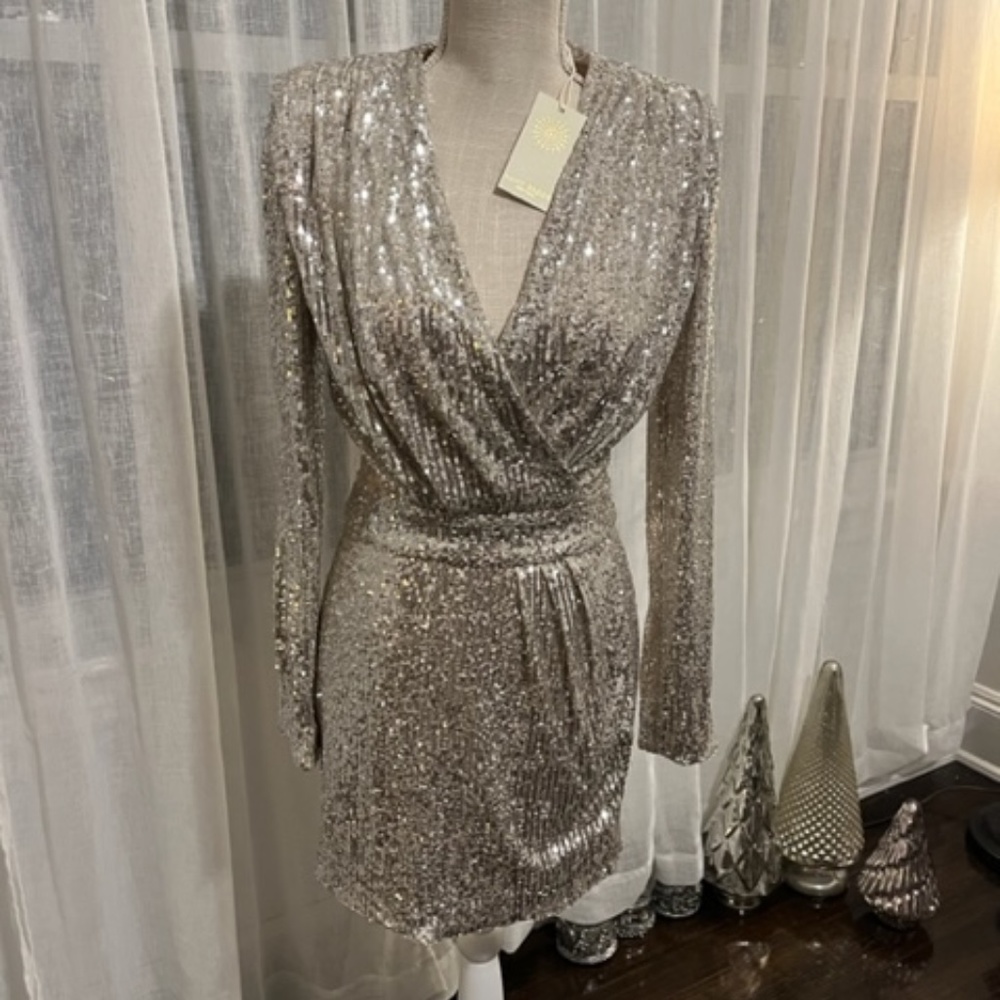 RAMY BROOK Becky Champagne Sequin Dress, Size 2 NWT